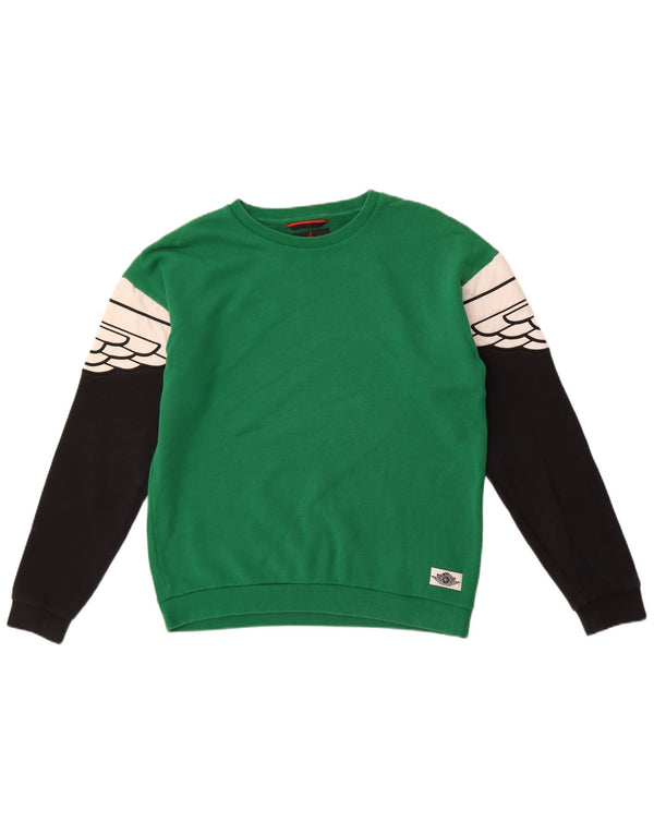Jordan Mens Sweatshirt Jumper Small Green Colourblock Cotton