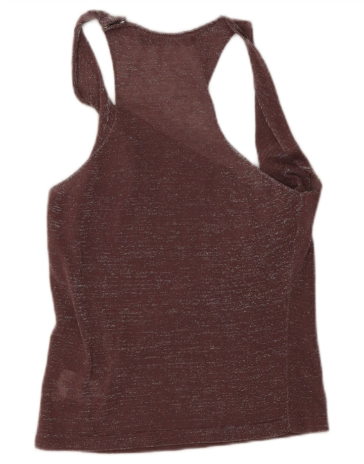 Liu Jo Womens Crop Vest Top IT 40 Small Brown Flecked Cotton