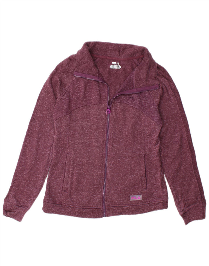 Fila Womens Tracksuit Top Jacket UK 10 Small Burgundy Flecked Polyester