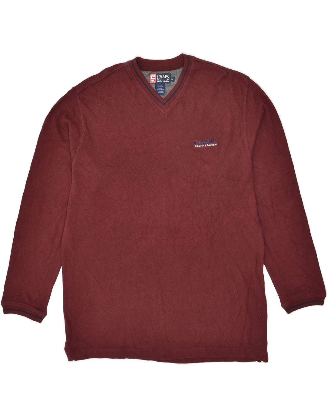 CHAPS Mens Sweatshirt Jumper Medium Burgundy Cotton | Vintage Chaps | Thrift | Second-Hand Chaps | Used Clothing | Messina Hembry 