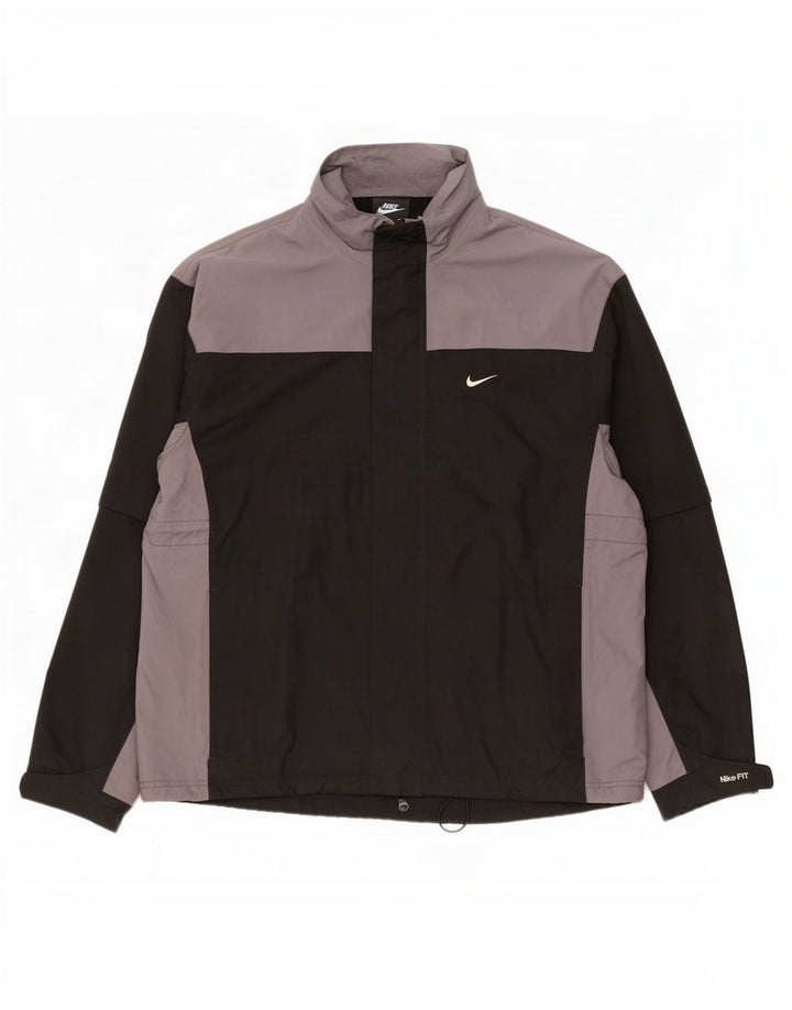 Nike Mens Tracksuit Top Jacket Large Black Colourblock Polyester
