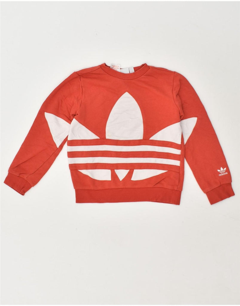 ADIDAS Girls Graphic Sweatshirt Jumper 9-10 Years Red Cotton | Vintage Adidas | Thrift | Second-Hand Adidas | Used Clothing | Messina Hembry 