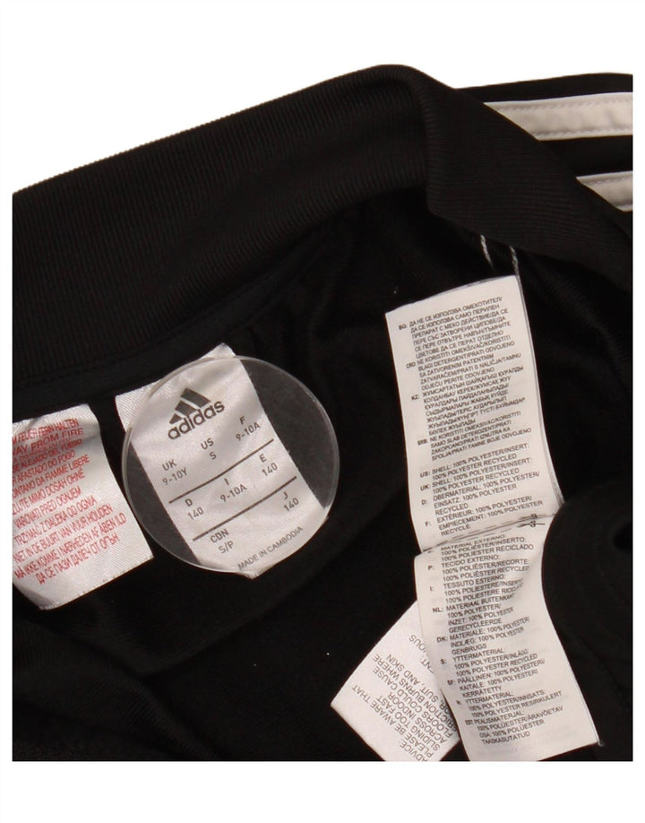 ADIDAS Boys Tracksuit Top Jacket 9-10 Years Black Polyester