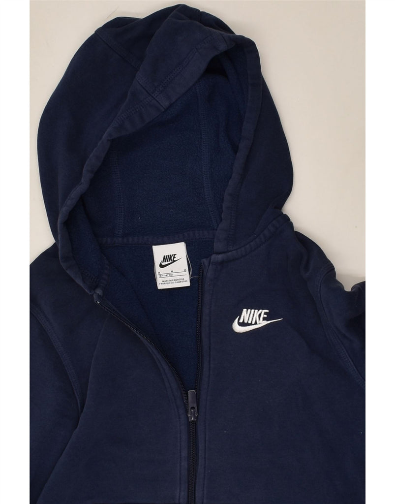 NIKE Boys Zip Hoodie Sweater 10-11 Years Medium Navy Blue Cotton | Vintage Nike | Thrift | Second-Hand Nike | Used Clothing | Messina Hembry 