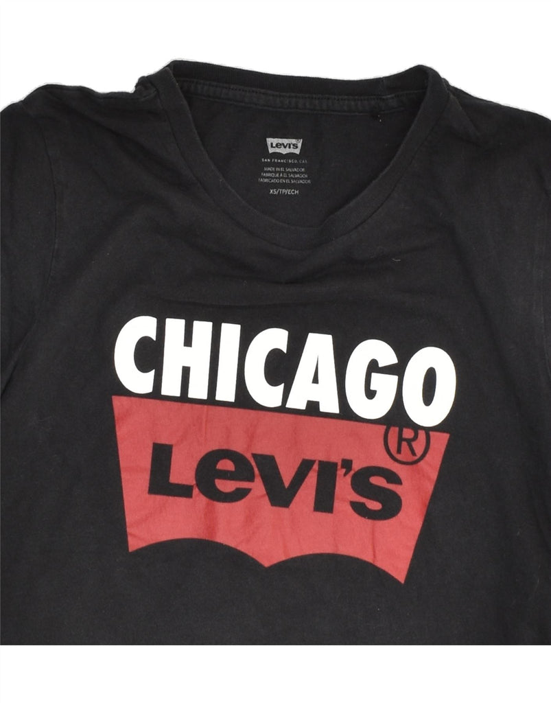 LEVI'S Womens Chicago Graphic T-Shirt Top UK 6 XS Black Cotton | Vintage Levi's | Thrift | Second-Hand Levi's | Used Clothing | Messina Hembry 