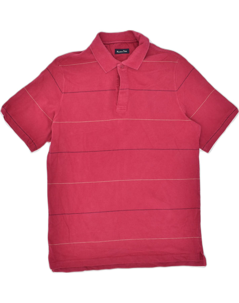 MASSIMO DUTTI Mens Polo Shirt Medium Red Pinstripe Cotton | Vintage | Thrift | Second-Hand | Used Clothing | Messina Hembry 