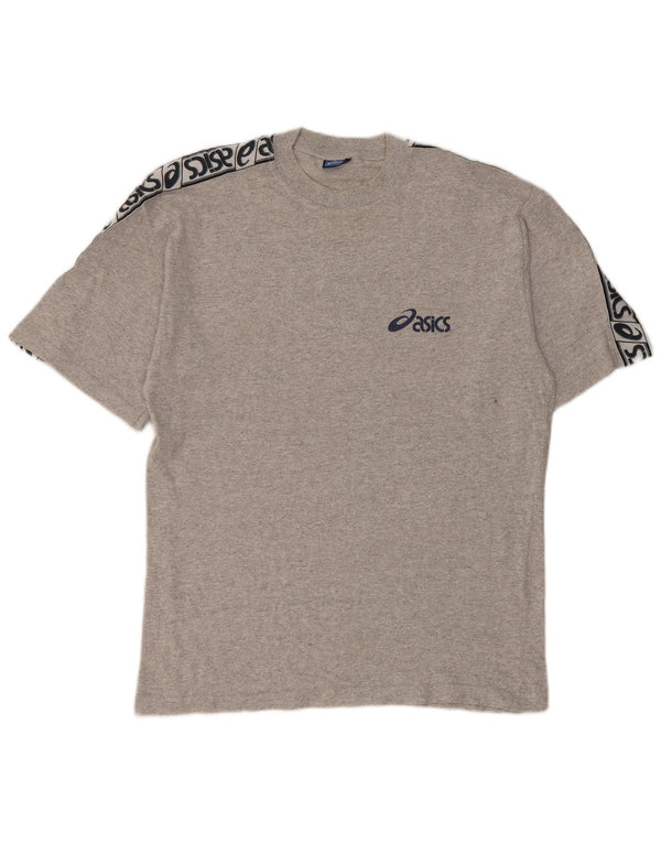 Asics Mens Graphic T-Shirt Top Medium Grey Colourblock Cotton