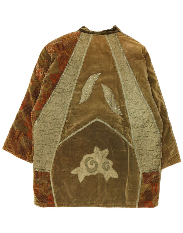 Vintage Womens Velvet Loose Fit Windbreaker Coat UK 20 2XL Green Patchwork