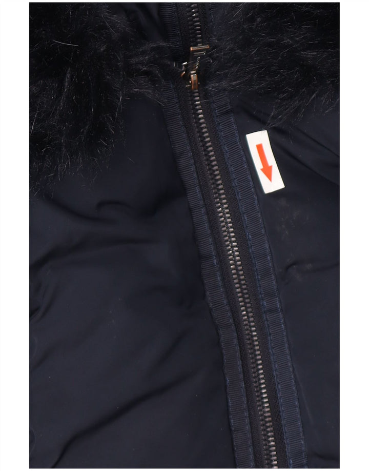 Monsoon Womens Oversized Hooded Padded Jacket UK 14 Medium Navy Blue