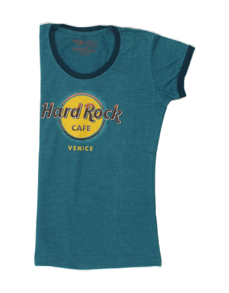 HARD ROCK CAFE Womens Venice Graphic T-Shirt Top UK 10 Small Blue Cotton | Vintage Hard Rock Cafe | Thrift | Second-Hand Hard Rock Cafe | Used Clothing | Messina Hembry 