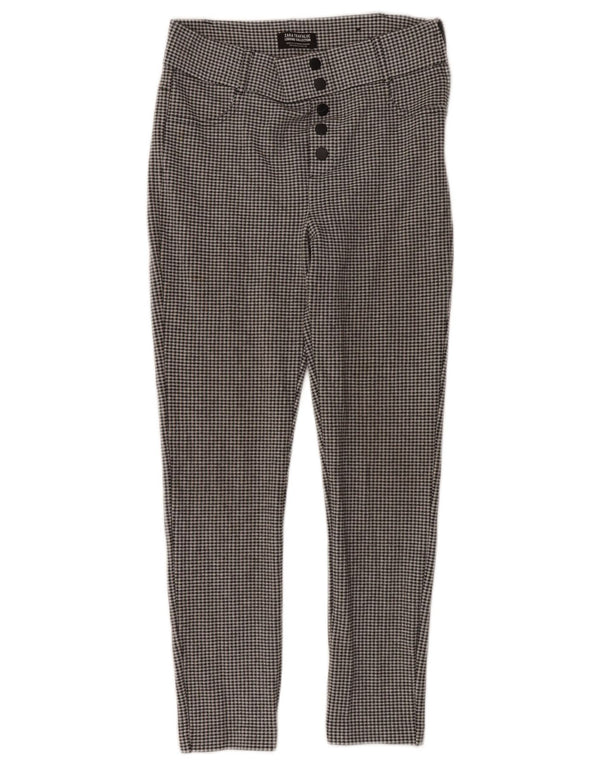 Zara Womens Trafaluc Cropped Trousers Medium W28 L26 Black Houndstooth