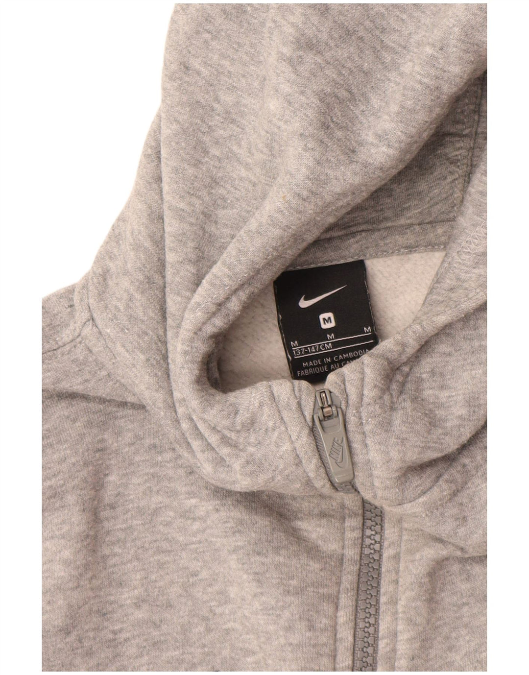 NIKE Boys Zip Hoodie Sweater 10-11 Years Medium  Grey Cotton