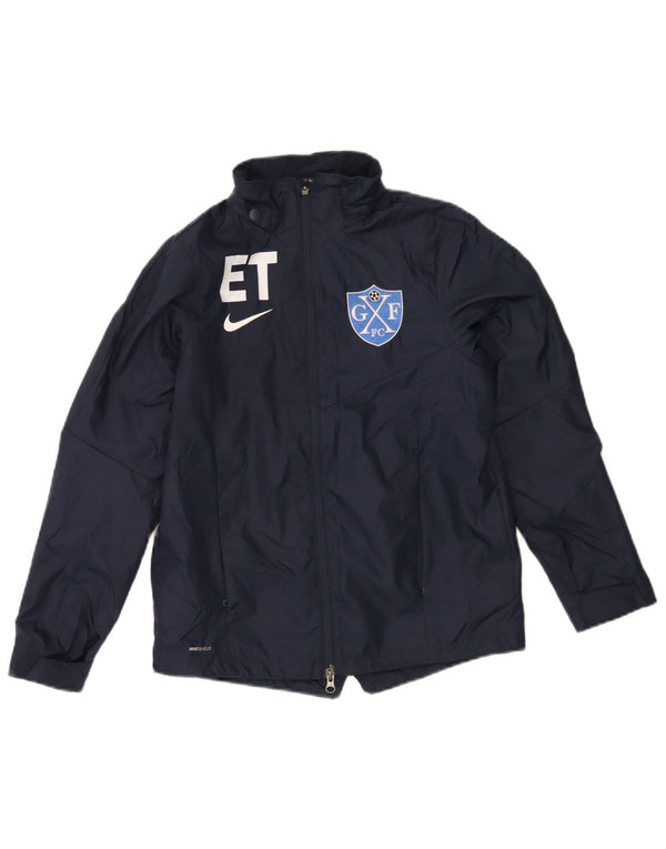 Nike Boys Graphic Rain Jacket 12-13 Years Large Navy Blue Polyester