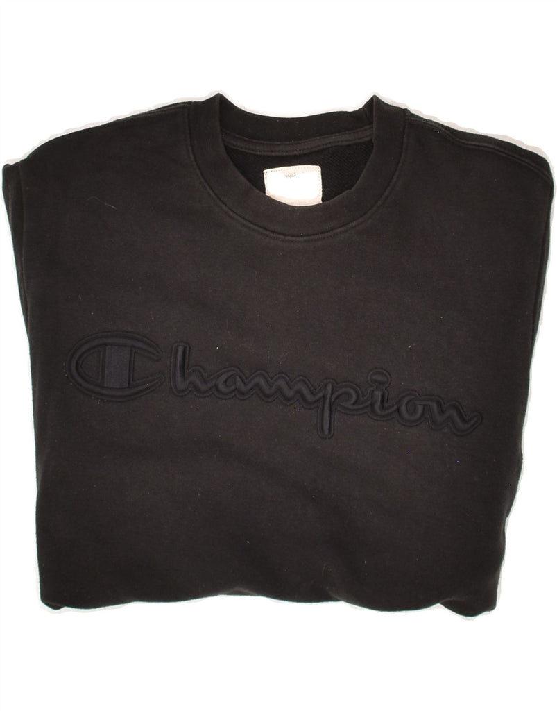 CHAMPION Mens Graphic Sweatshirt Jumper Small Black Cotton | Vintage Champion | Thrift | Second-Hand Champion | Used Clothing | Messina Hembry 