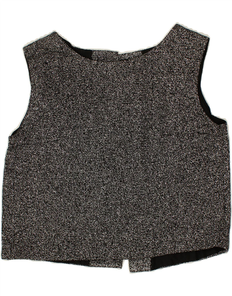 VINTAGE Womens Crop Waistcoat UK 14 Large Grey Flecked Vintage Vintage and Second-Hand Vintage from Messina Hembry 