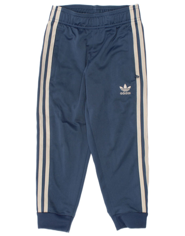 Adidas Boys Tracksuit Trousers Joggers 4-5 Years  Navy Blue Polyester