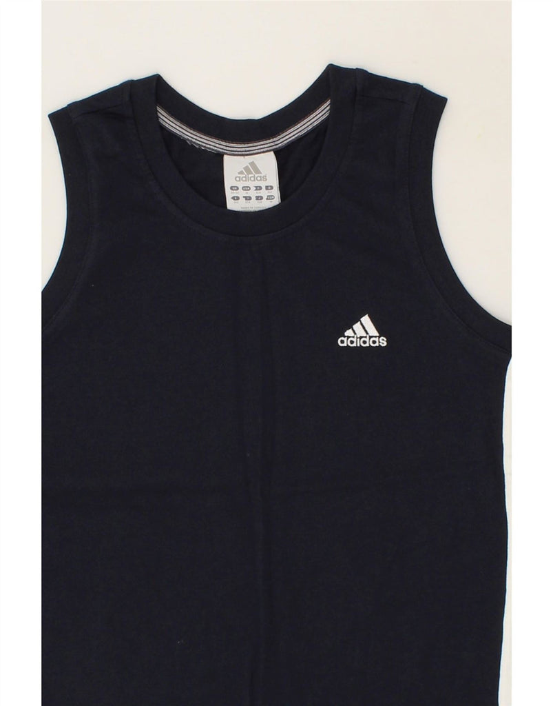 ADIDAS Boys Vest Top 11-12 Years Navy Blue Cotton Vintage Adidas and Second-Hand Adidas from Messina Hembry 