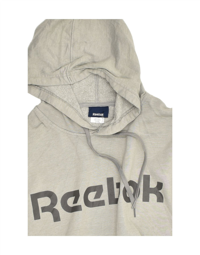 REEBOK Mens Graphic Hoodie Jumper XL Grey Cotton | Vintage Reebok | Thrift | Second-Hand Reebok | Used Clothing | Messina Hembry 