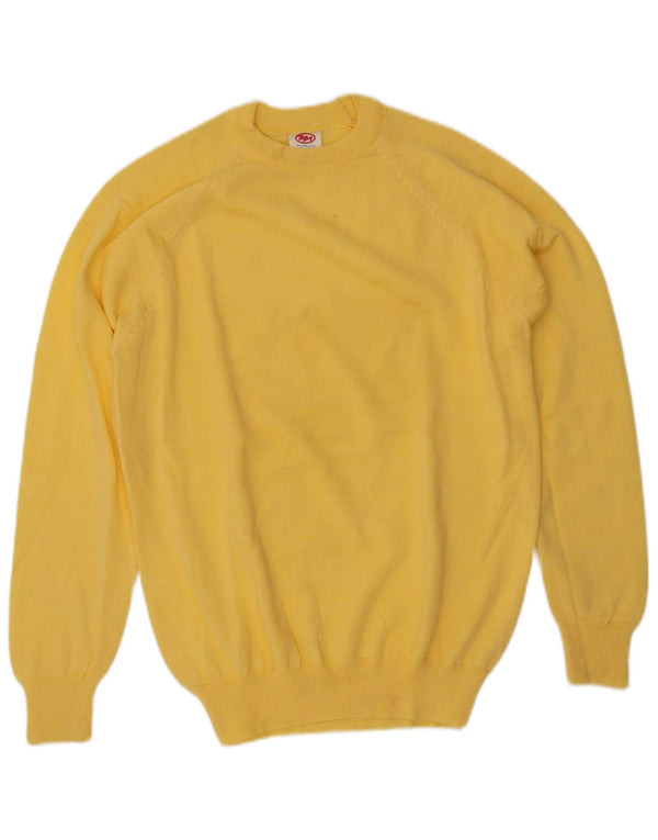 VINTAGE Womens Crew Neck Jumper Sweater UK 16 Large Yellow
