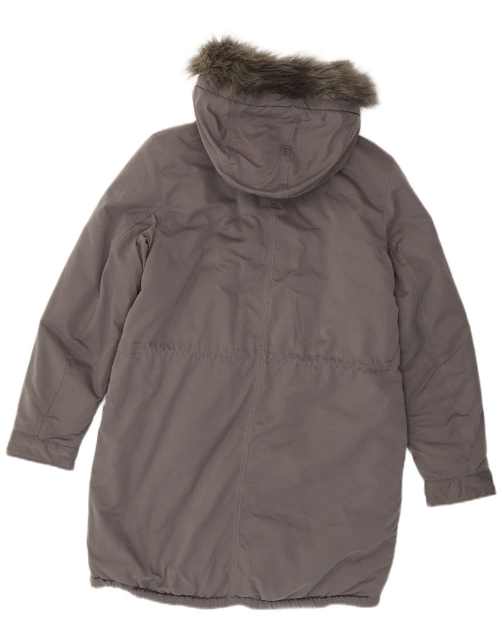 Benetton Womens Hooded Padded Coat UK 14 Large Grey