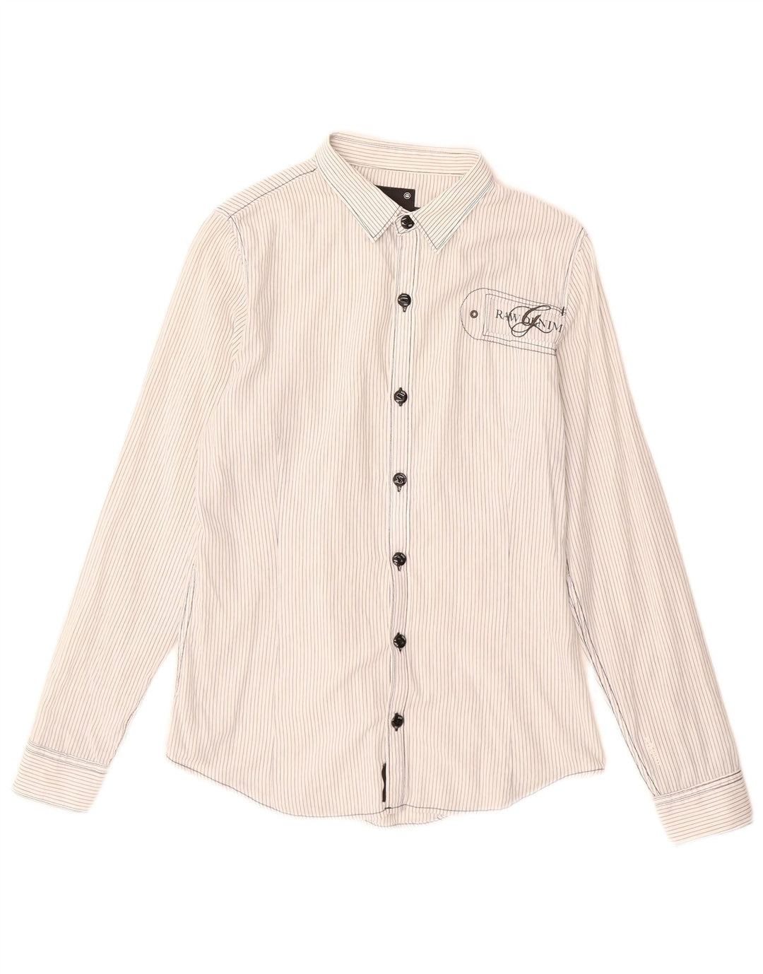 G-Star Womens Graphic Shirt UK 14 Medium White Pinstripe Cotton