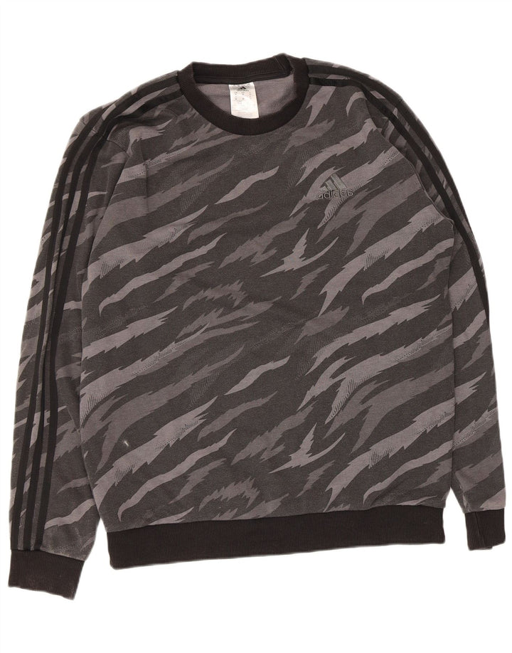 Adidas Mens Sweatshirt Jumper Medium Grey Animal Print Cotton