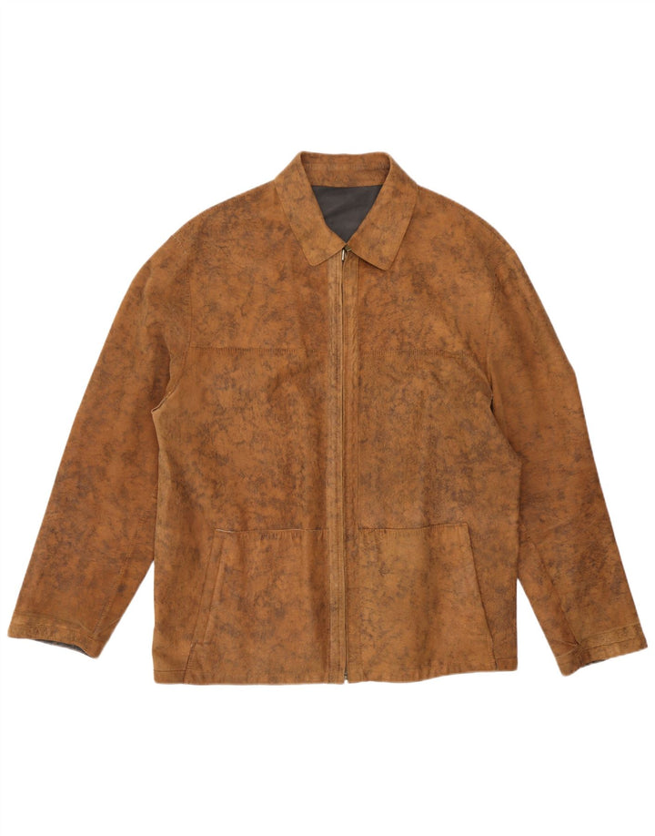 Vintage Mens Reversible Leather Jacket EU 56 3XL Brown