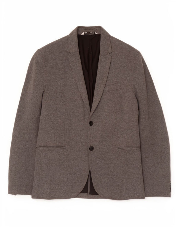 Zara Mens 2 Button Blazer Jacket UK 42 XL Grey Polyester Classic
