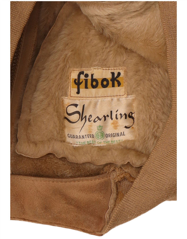 FIBOK Womens Shearling Jacket UK 16 Large Brown Shearling