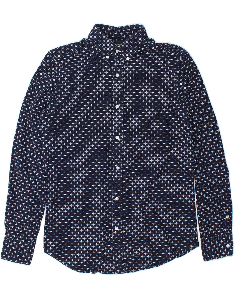 MASSIMO DUTTI Mens Abstract Pattern Shirt Medium Navy Blue Vintage Massimo Dutti and Second-Hand Massimo Dutti from Messina Hembry 