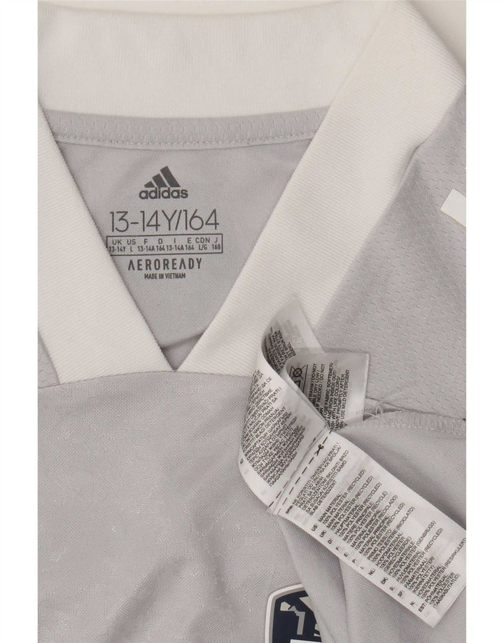 Adidas Boys Aeroready Graphic T-Shirt Top 13-14 Years Grey Polyester