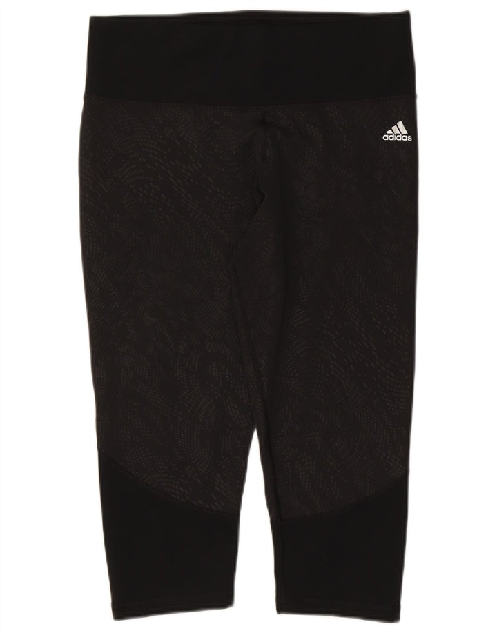 ADIDAS Womens Climalite Capri Leggings UK 16/18 Large  Black Polyester