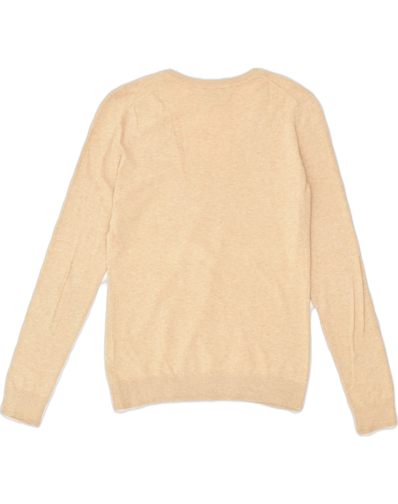 TOMMY HILFIGER Womens V-Neck Jumper Sweater UK 10 Small Beige Cotton | Vintage Tommy Hilfiger | Thrift | Second-Hand Tommy Hilfiger | Used Clothing | Messina Hembry 