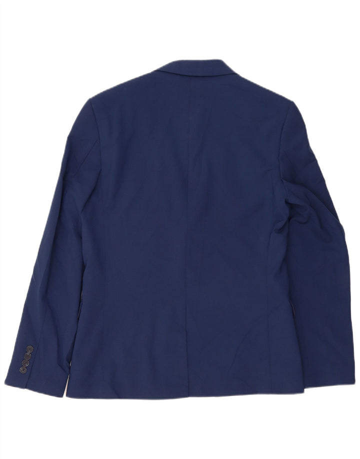 Marks & Spencer Mens 2 Button Blazer Jacket UK 38 Medium Blue Wool