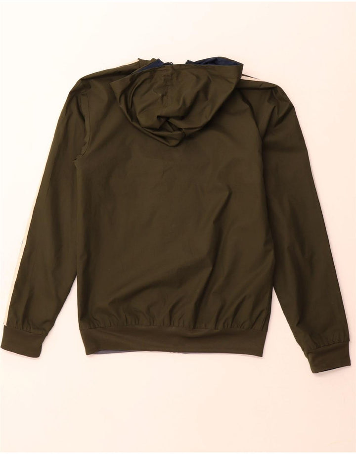 ADIDAS Mens Hooded Reversible Tracksuit Top Jacket XS Khaki Polyester