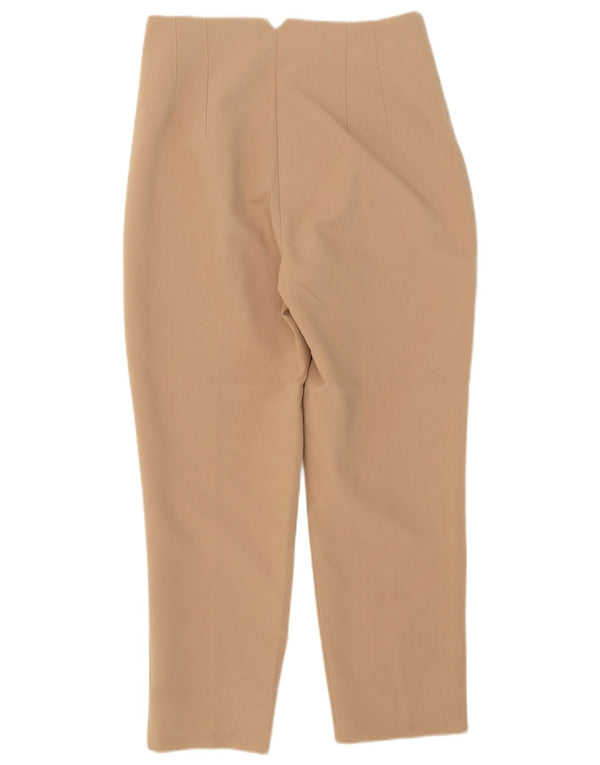 Zara Womens High Waist Tapered Suit Trousers Large W30 L26 Beige Polyester