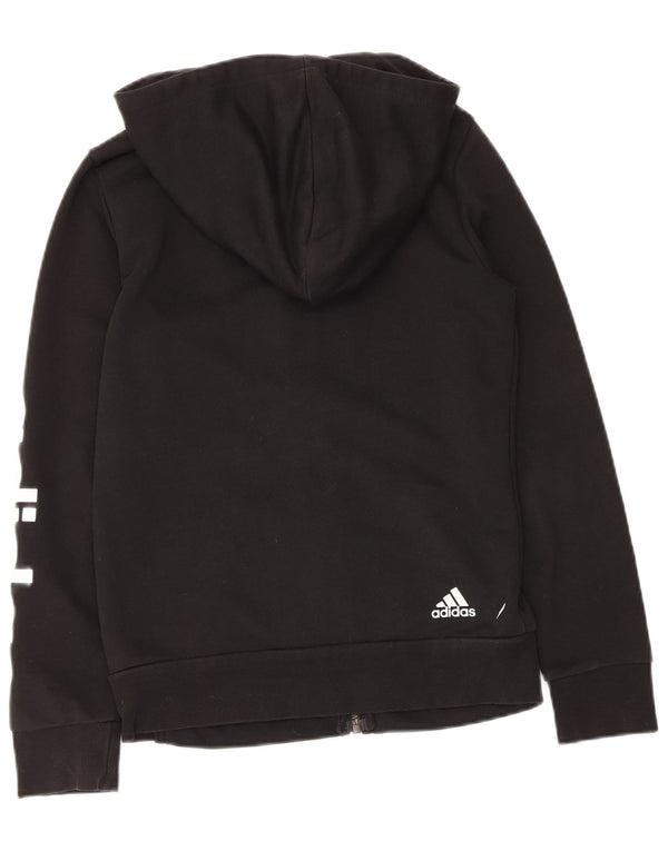 Adidas Womens Graphic Zip Hoodie Sweater UK 8/10 Small Black Cotton
