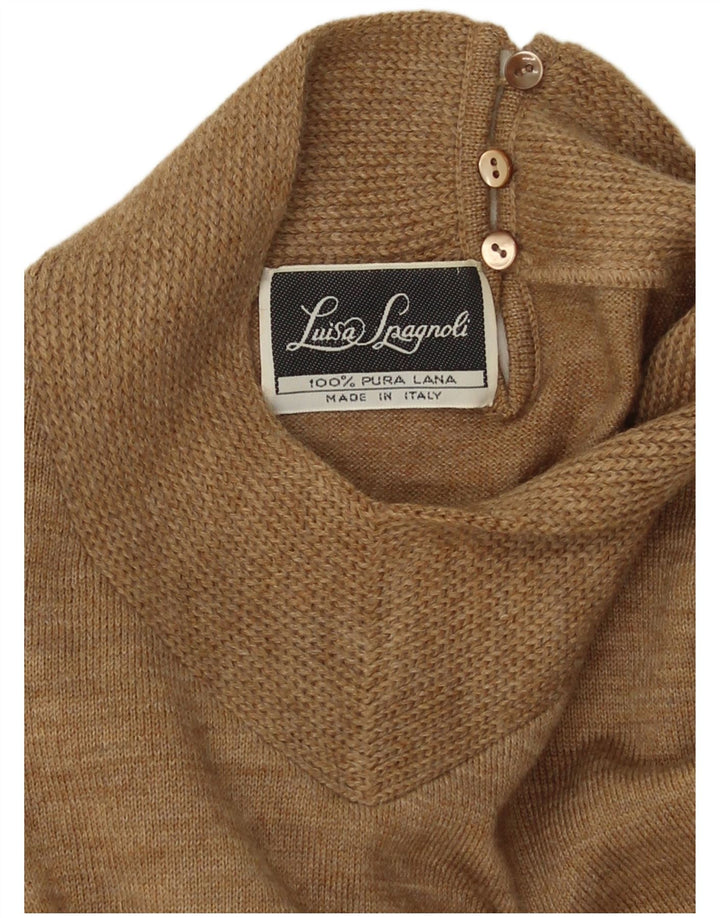 Luisa Spagnoli Womens Turtle Neck Jumper Sweater UK 16 Large Beige Wool