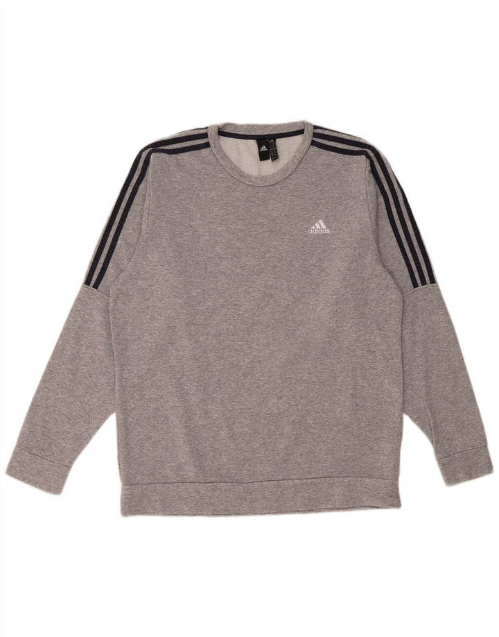 Adidas Mens Sweatshirt Jumper Large Grey Flecked Cotton