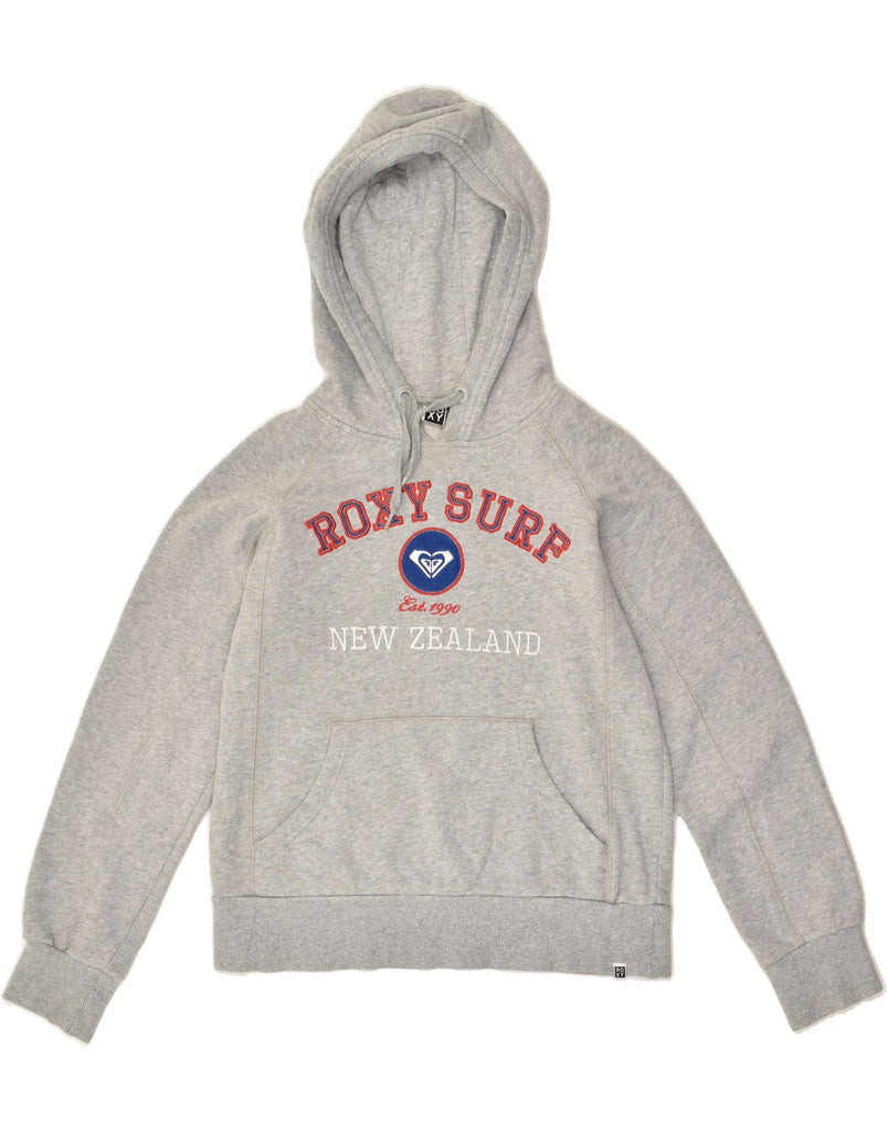 ROXY Womens New Zealand Graphic Hoodie Jumper US 10 Large Grey | Vintage Roxy | Thrift | Second-Hand Roxy | Used Clothing | Messina Hembry 