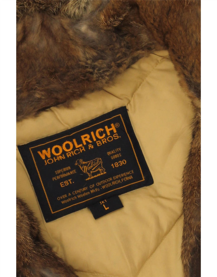 Woolrich Womens Hooded Padded Coat UK 16 Large Beige Cotton