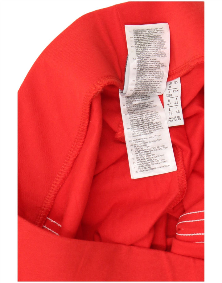 ADIDAS Womens Leggings UK 16 Large  Red Cotton