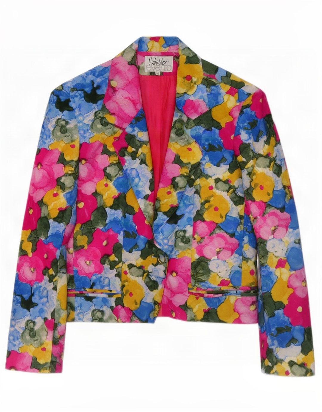 Vintage Womens 1 Button Blazer Jacket IT 46 Large Multicoloured Floral Silk