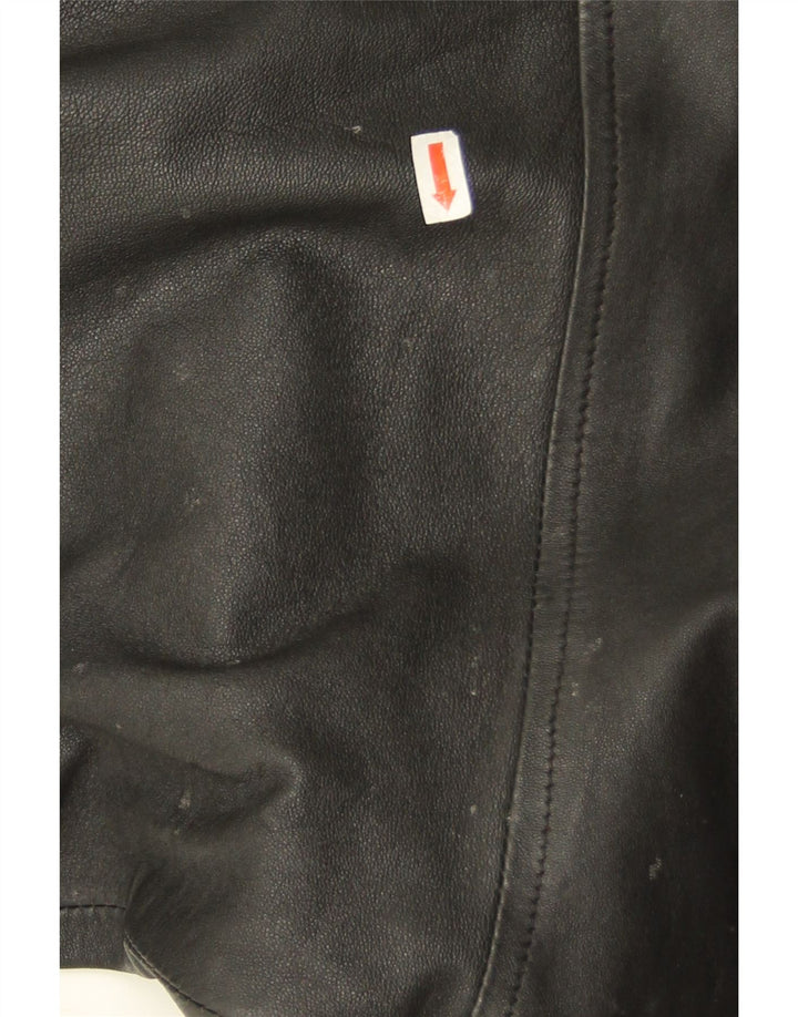 Vintage Womens Oversized Leather Jacket UK 10 Small Black Leather