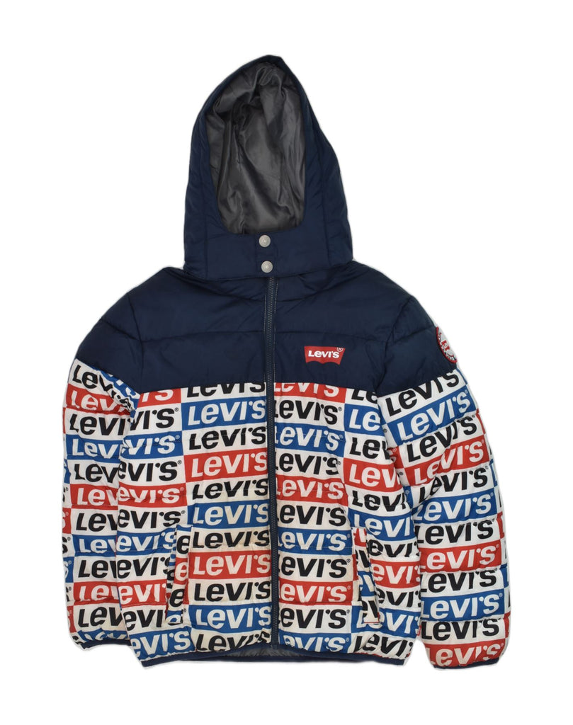 LEVI'S Boys Graphic Hooded Padded Jacket 12-13 Years Large Navy Blue | Vintage Levi's | Thrift | Second-Hand Levi's | Used Clothing | Messina Hembry 