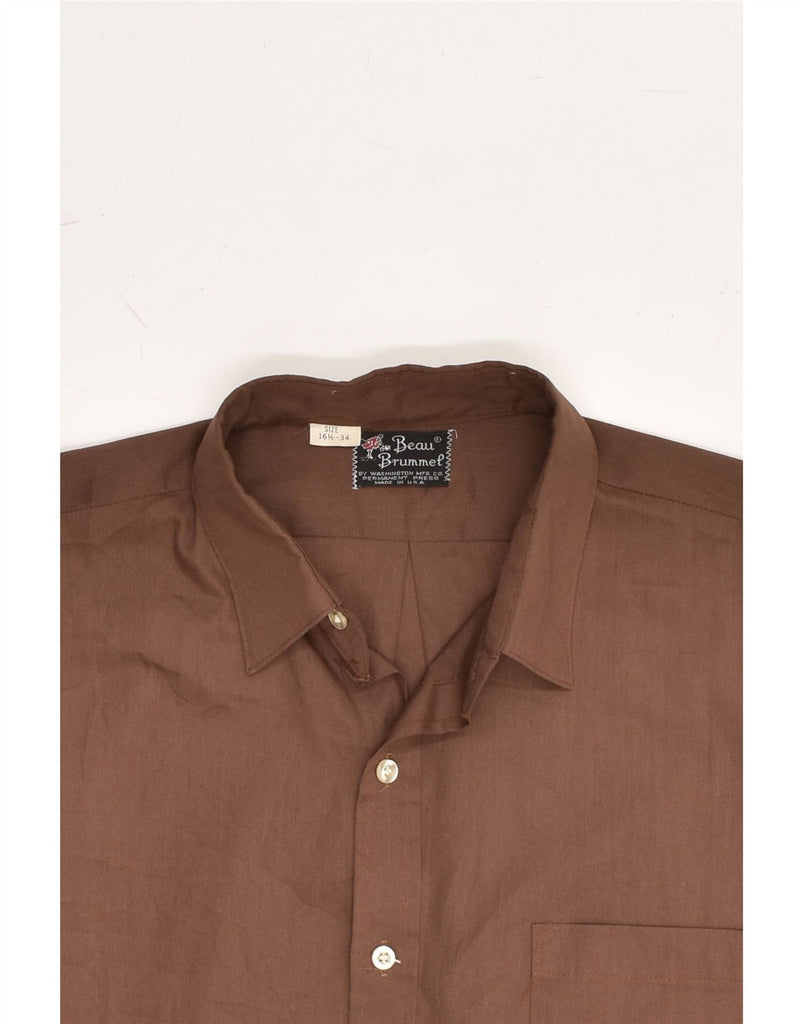 VINTAGE Mens Shirt Size  16 1/2 Large Brown Polyester | Vintage Vintage | Thrift | Second-Hand Vintage | Used Clothing | Messina Hembry 