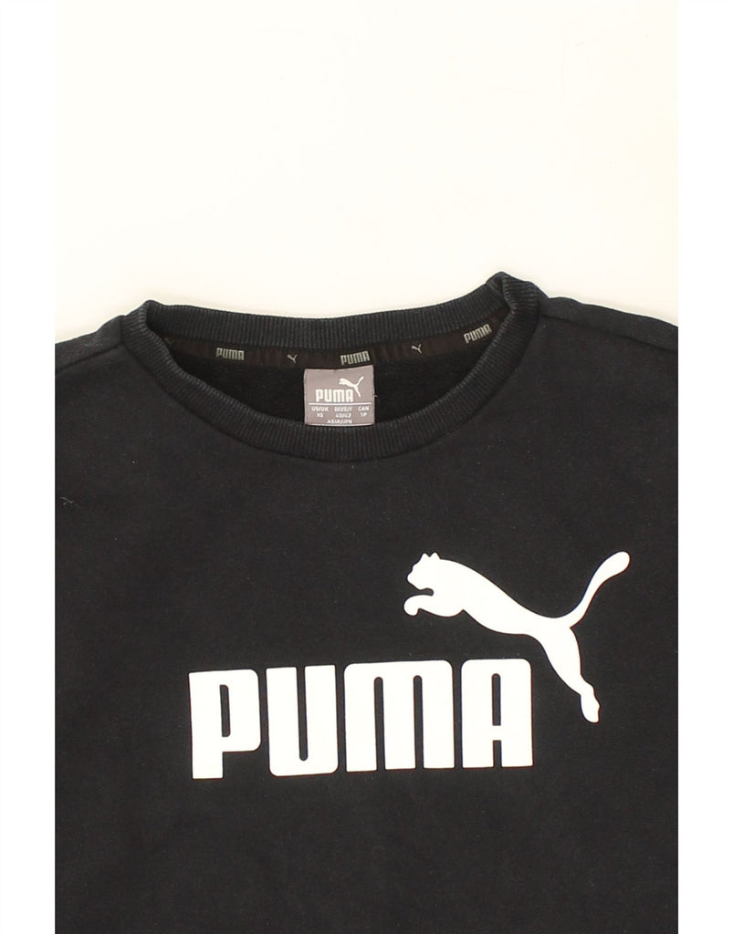 PUMA Mens Sweatshirt Jumper XS Black Cotton | Vintage Puma | Thrift | Second-Hand Puma | Used Clothing | Messina Hembry 