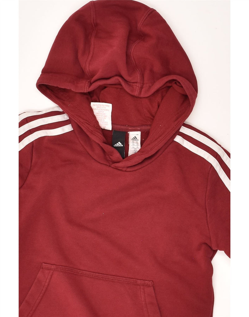 ADIDAS Boys Hoodie Jumper 7-8 Years Burgundy Cotton | Vintage Adidas | Thrift | Second-Hand Adidas | Used Clothing | Messina Hembry 