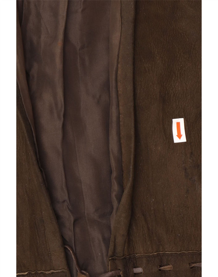 VINTAGE Womens Suede Jacket UK 16 Large Brown