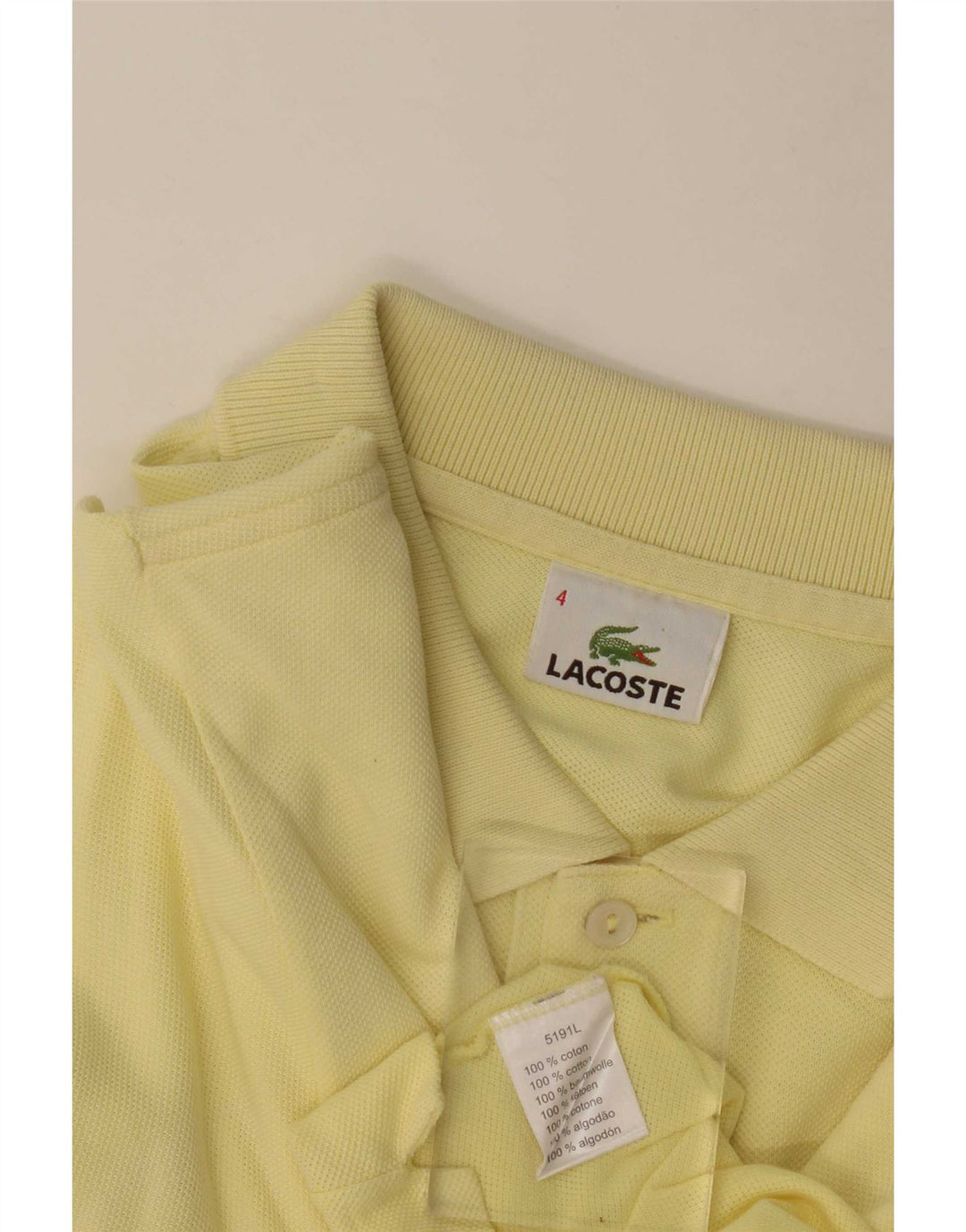Lacoste Mens Polo Shirt Size 4 Medium Yellow Cotton